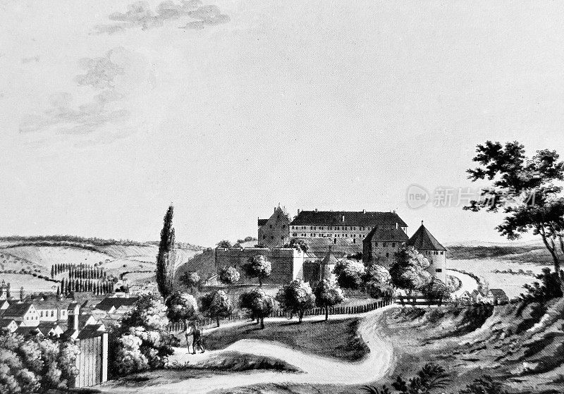 Tübingen view of the castle 1800
